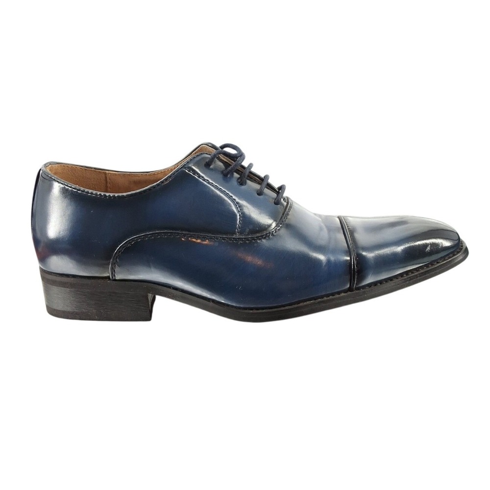 Giorgio Italia Men's Blue Cap Toe Oxfords - Size 7.5 - PU Upper Leather Lined